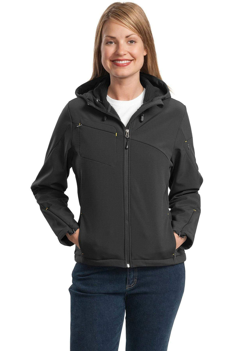 Outerwear Port Authority Ladies Textured Hooded Soft Shell Jacket. L706 Port Authority