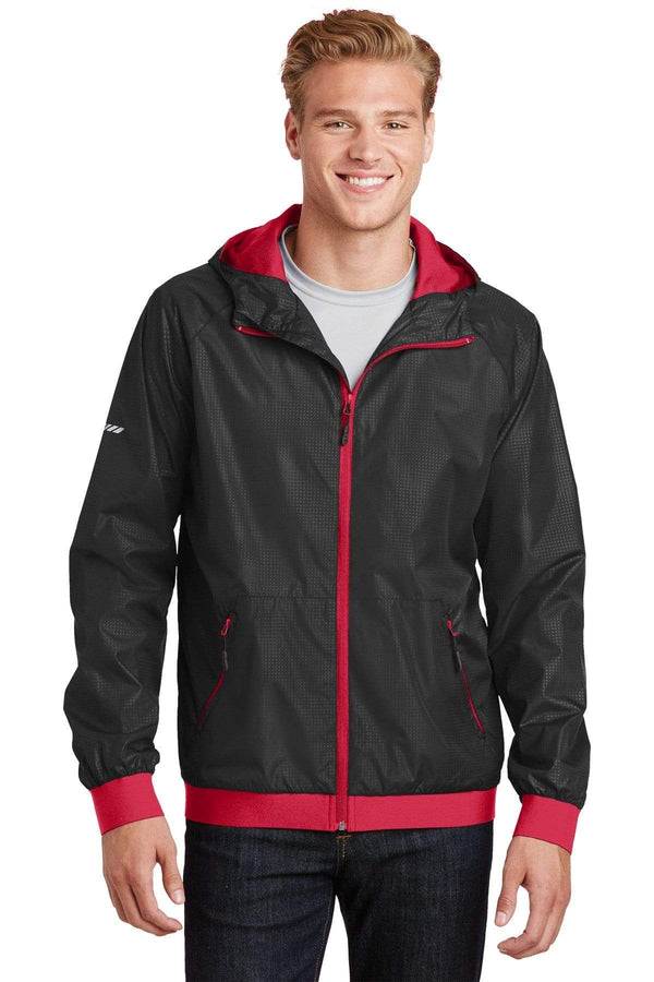 Outerwear Sport-Tek Embossed Hooded Windbreaker Jacket JST5368351 Sport-Tek