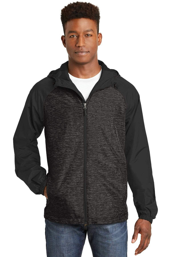 Outerwear Sport-Tek Heather Hooded Windbreaker Jacket JST404932 Sport-Tek