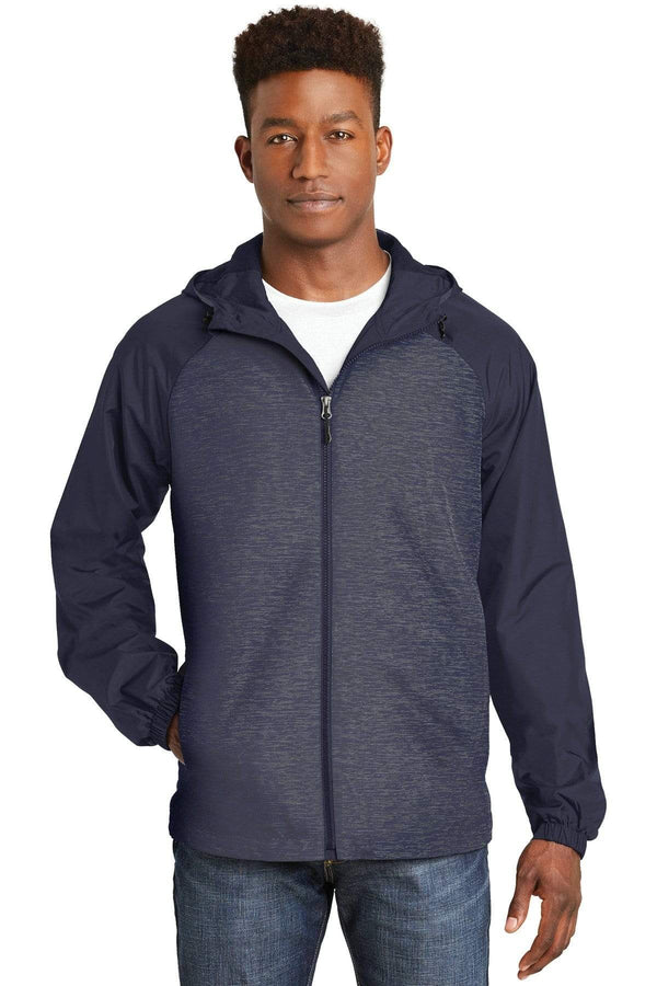 Outerwear Sport-Tek Heather Hooded Windbreaker Jacket JST404972 Sport-Tek