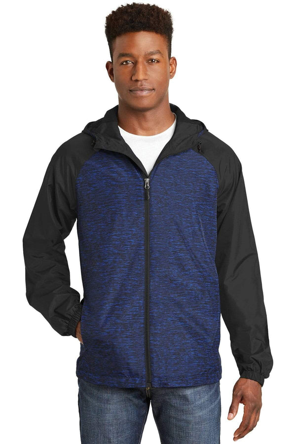 Outerwear Sport-Tek Heather Hooded Windbreaker Jacket JST405011 Sport-Tek