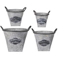 Oval Metal Planters With Handles, Gray, Set of 4-Planters-Gray-Metal-JadeMoghul Inc.