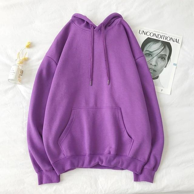 oversized 12 Colors Sweatshirts autumn Women's Solid Hooded Female 2020 Cotton Thicken Warm Hoodies Lady Autumn Fashion Tops AExp