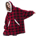 Oversized Hoodie Blanket With Sleeves Sweatshirt Plaid Winter Fleece Hoody Women Pocket Female Hooded Sweat Oversize Femme AExp