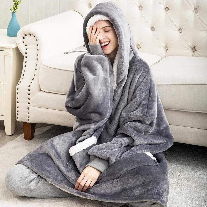 Oversized Hoodies Sweatshirt Women Winter Hoodies Fleece pijamas Blanket With Sleeves Pullover Plaid Capuche Hoody Sweatshirts AExp