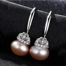 PAG&MAG Brand Crown Shape Cute silver 925 Jewelry AAAA 9-9.5mm Bead Natural Pearl Earrings Gift for Girls Factory Wholesale AExp