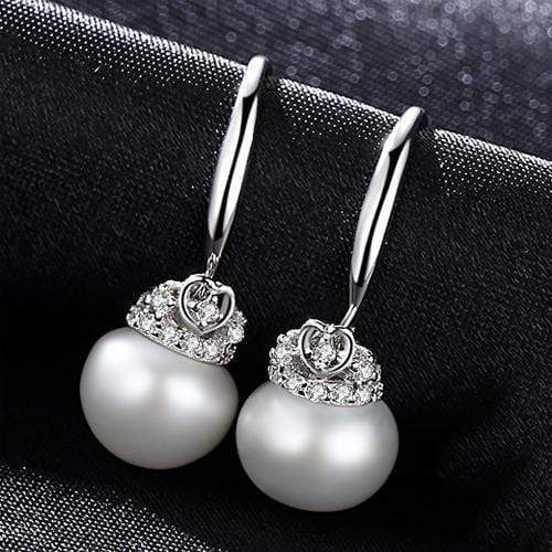 PAG&MAG Brand Crown Shape Cute silver 925 Jewelry AAAA 9-9.5mm Bead Natural Pearl Earrings Gift for Girls Factory Wholesale AExp