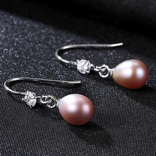 PAG&MAG Hot Sale Charming 925 Sterling Silver Geometric CZ Paved Freshwater Pearl Drop Earring For Women Classic Party Gift AExp