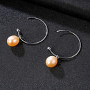 PAG&MAG New Fashion Big Half Circle Earwire 925 Sterling Silver Drop Earring For Women Fine Freshwater Pearl Paved Banquet Gifts AExp
