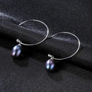 PAG&MAG New Fashion Big Half Circle Earwire 925 Sterling Silver Drop Earring For Women Fine Freshwater Pearl Paved Banquet Gifts AExp