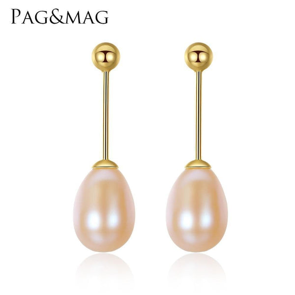 PAG&MAG Brand 8-9mm Rice Pearl Stud Earrings Jewelry Freshwater Pearl Women Earrings 3 Colors Choose Gift Simple Style-White-JadeMoghul Inc.