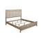 Panel Beds Pine Wood California King Size Panel Bed With Leather Upholstery, Silver Benzara