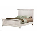 Panel Beds Pine Wood Eastern King Size Shutter Panel Bed in White Benzara