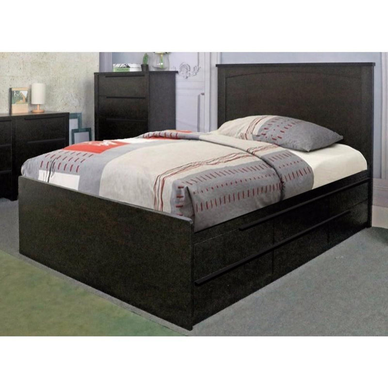 Panel Beds Plush Dark Brown Finish Twin Size Chest Bed With 6 Drawers on metal glides. Benzara