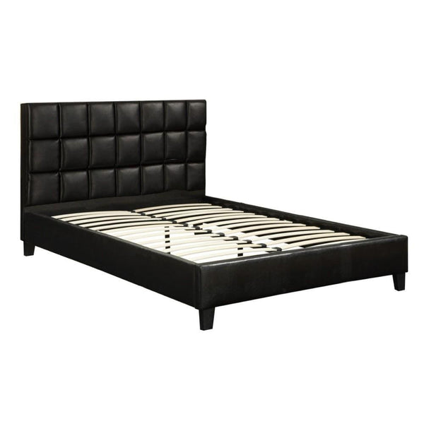 Panel Beds PU Full Bed, Black Benzara
