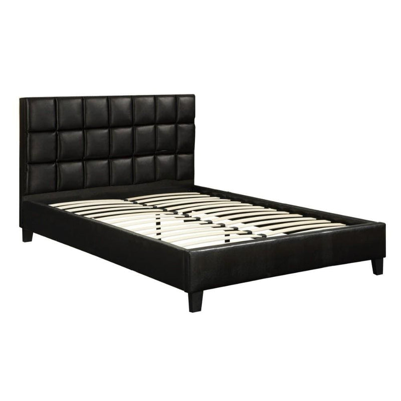 Panel Beds PU Queen Bed, Black Benzara