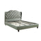 Panel Beds Queen Wooden Bed With PU Tufted Headboard, Silver Benzara