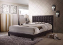 Panel Beds Sophistiated Transitional Style Queen Size Padded Bed, Brown Benzara