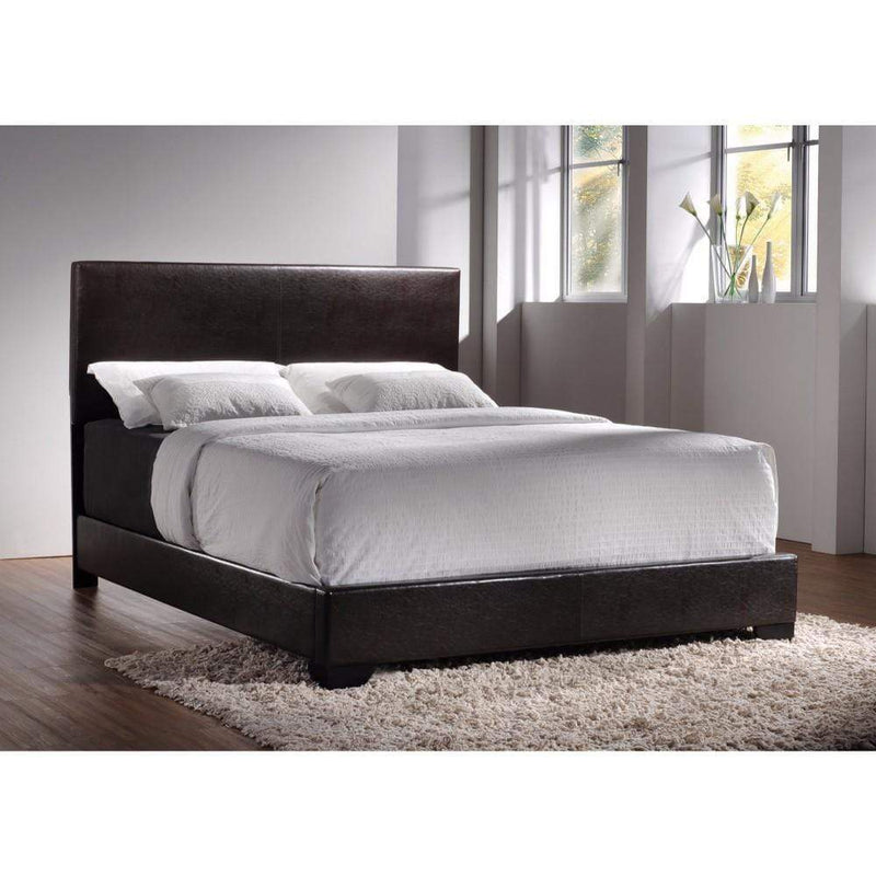 Panel Beds Sophisticated Queen Upholstered Bed, Brown Benzara