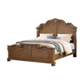 Panel Beds Splendidly Carved Queen Wooden Bed, Light Brown And Veneer Finish Benzara