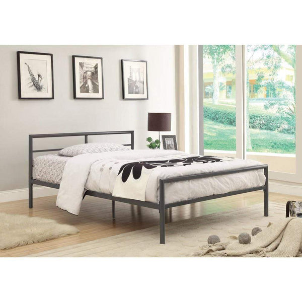 Traditional Styled Full Bed with Sleek Lines, Gray