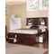 Wooden C.King Bed With Display Shelves & Under Bed Drawers Dark Brown Finish