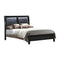 Wooden Cal.King Bed With Black PU-HB, Gray Finish