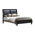 Wooden E.King Bed With Black PU-HB, Gray Finish