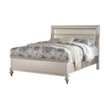 Wooden E.King Bed With Silver PU HB, Shinny Silver Finish