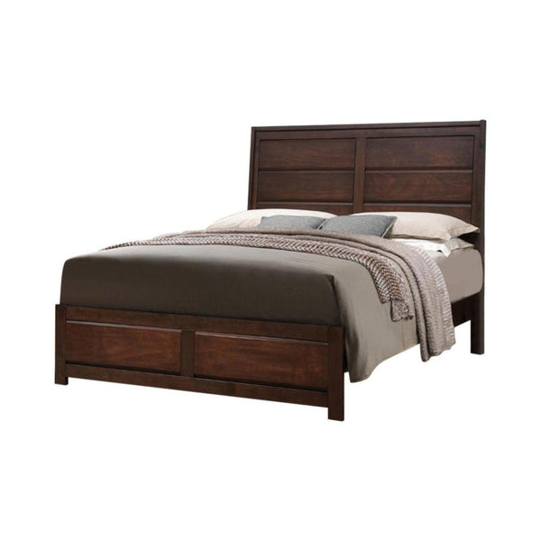 Wooden Queen Bed With 2 Under Bed Drawers, Walnut Finish