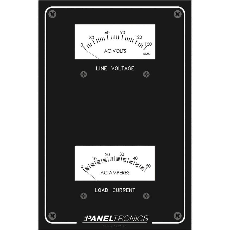 Paneltronics Standard Panel AC Meter - 0-150 AC Voltmeter & 0-50Amp Ammeter [9982304B]-Electrical Panels-JadeMoghul Inc.