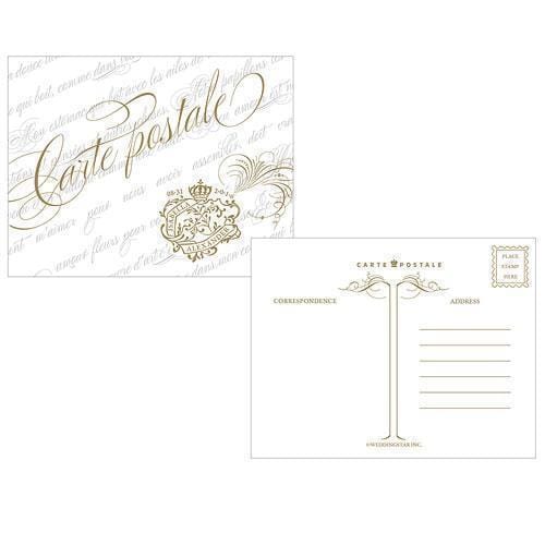 Parisian Love Letter Post Card Vintage Gold (Pack of 1)-Weddingstar-Black-JadeMoghul Inc.