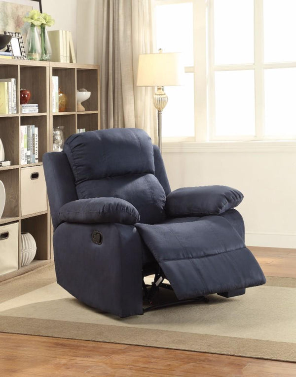 Parklon Recliner , Blue Microfiber-Recliner Chairs-Blue-Microfiber Wooden Frame Metal Reclining-JadeMoghul Inc.