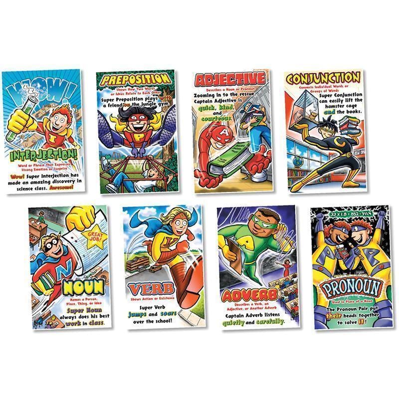 PARTS OF SPEECH SUPERHEROES-Learning Materials-JadeMoghul Inc.