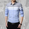 Patchwork Stripe Dress Shirt / Slim Fit Long Sleeve Shirt-Sky Blue-4XL-JadeMoghul Inc.