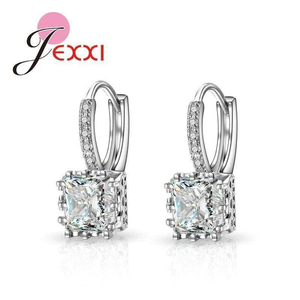 PATICO 925 Sterling Sliver Fashion Jewelry Shiny 2 Carat CZ Crystal Cubic Zirconia Woman Dangle Earrings 6 Optional New