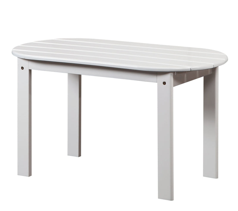 Patio Furniture Outdoor Wooden Coffee Table with Slatted Oblong Shape Top, White Benzara