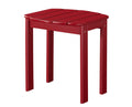 Patio Furniture Outdoor Wooden End Table with Slatted Top and Block Legs, Red Benzara