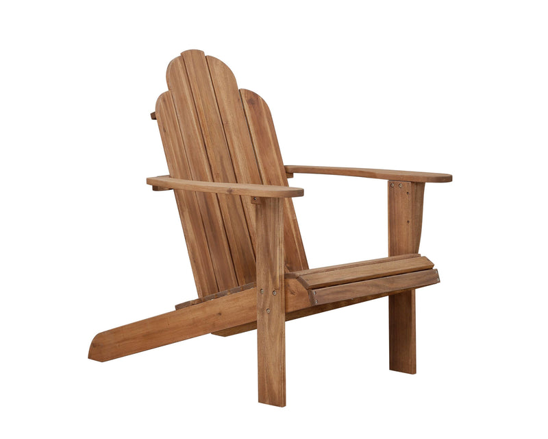Patio Furniture Slatted Wooden Outdoor Chair with Arched High Backrest, Teak Brown Benzara