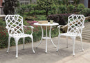 Table Set of 1 Table and 2 Chairs With Cabriole Legs, White
