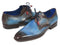 Paul Parkman (FREE Shipping) Blue & Brown Hand-Painted Derby Shoes (ID#326-BLUBRW) PAUL PARKMAN
