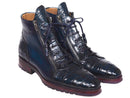 Paul Parkman (FREE Shipping) Blue Genuine Crocodile & Calfskin Side Zipper Boots (ID