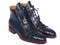 Paul Parkman (FREE Shipping) Blue Genuine Crocodile & Calfskin Side Zipper Boots (ID#82CBL41)-'--JadeMoghul Inc.