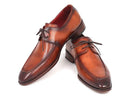 Paul Parkman (FREE Shipping) Brown Leather Apron Derby Shoes For Men (ID