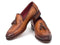 Paul Parkman (FREE Shipping) Camel Brown Genuine Ostrich Tassel Loafers (ID
