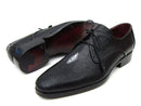 Paul Parkman (FREE Shipping) Full Genuine Black Stingray Goodyear Welted Derby Shoes For Men (ID