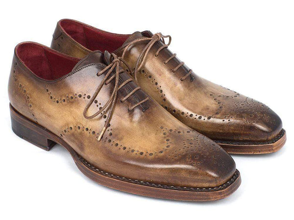 Paul Parkman (FREE Shipping) Goodyear Welted Men's Wingtip Oxfords Antique Olive (ID#87OLV54) PAUL PARKMAN