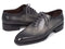 Paul Parkman (FREE Shipping) Goodyear Welted Wholecut Oxfords Gray Black Hand-Painted (ID#044GRY) PAUL PARKMAN