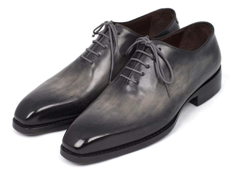 Paul Parkman (FREE Shipping) Goodyear Welted Wholecut Oxfords Gray Black Hand-Painted (ID