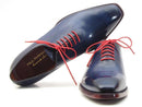 Paul Parkman (FREE Shipping) Goodyear Welted Wholecut Oxfords Navy Blue Hand-Painted (ID